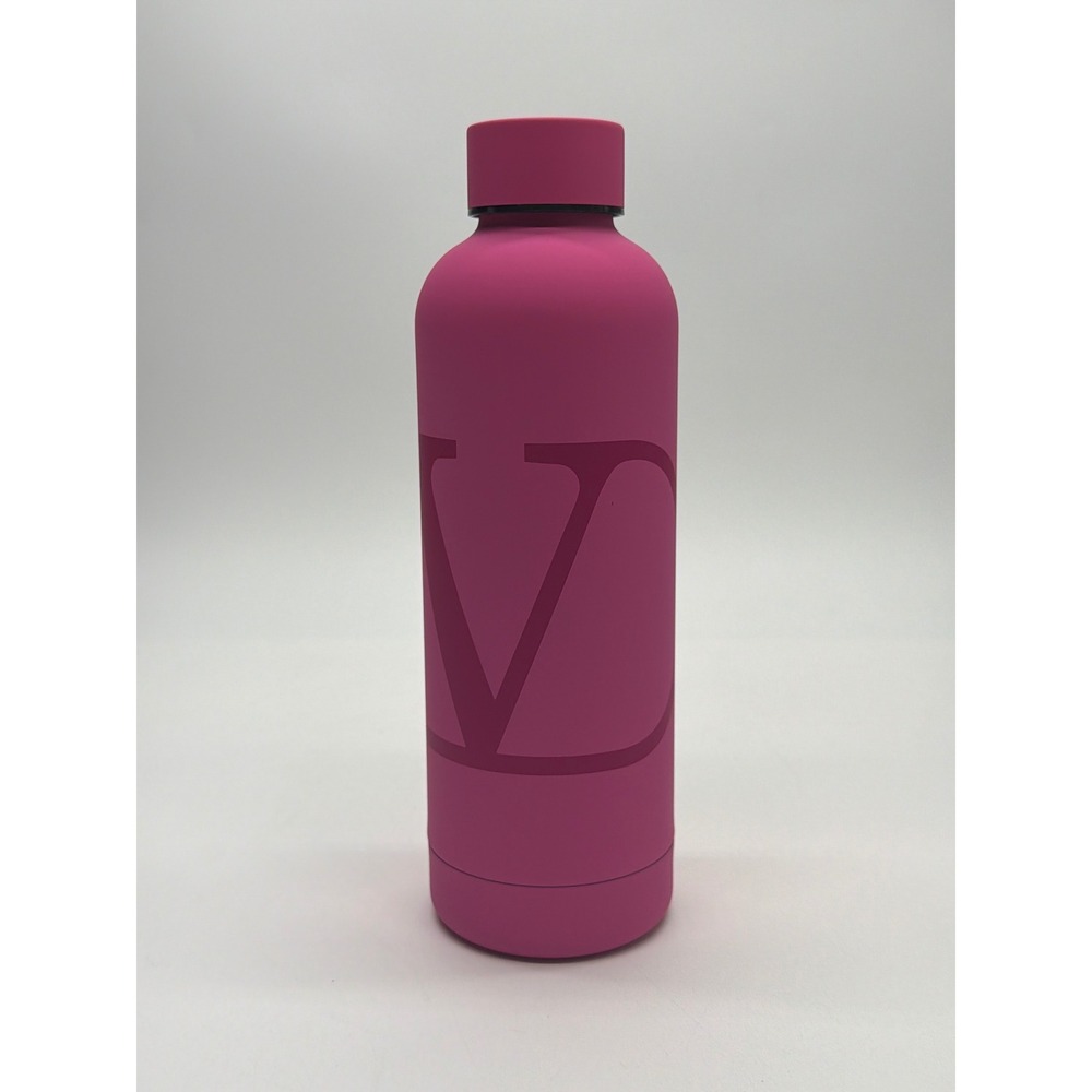 Valentino Beauty Pink Water Bottle Matte Stainless Steel Tonal V Logo LF2687